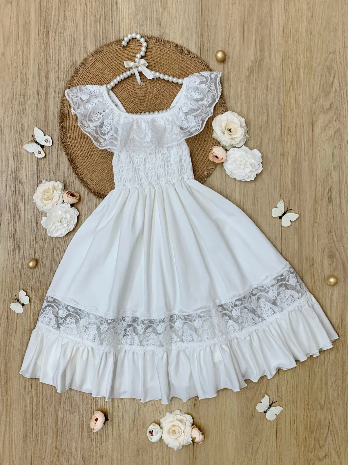 White Spring Chic Lace Maxi Dress
