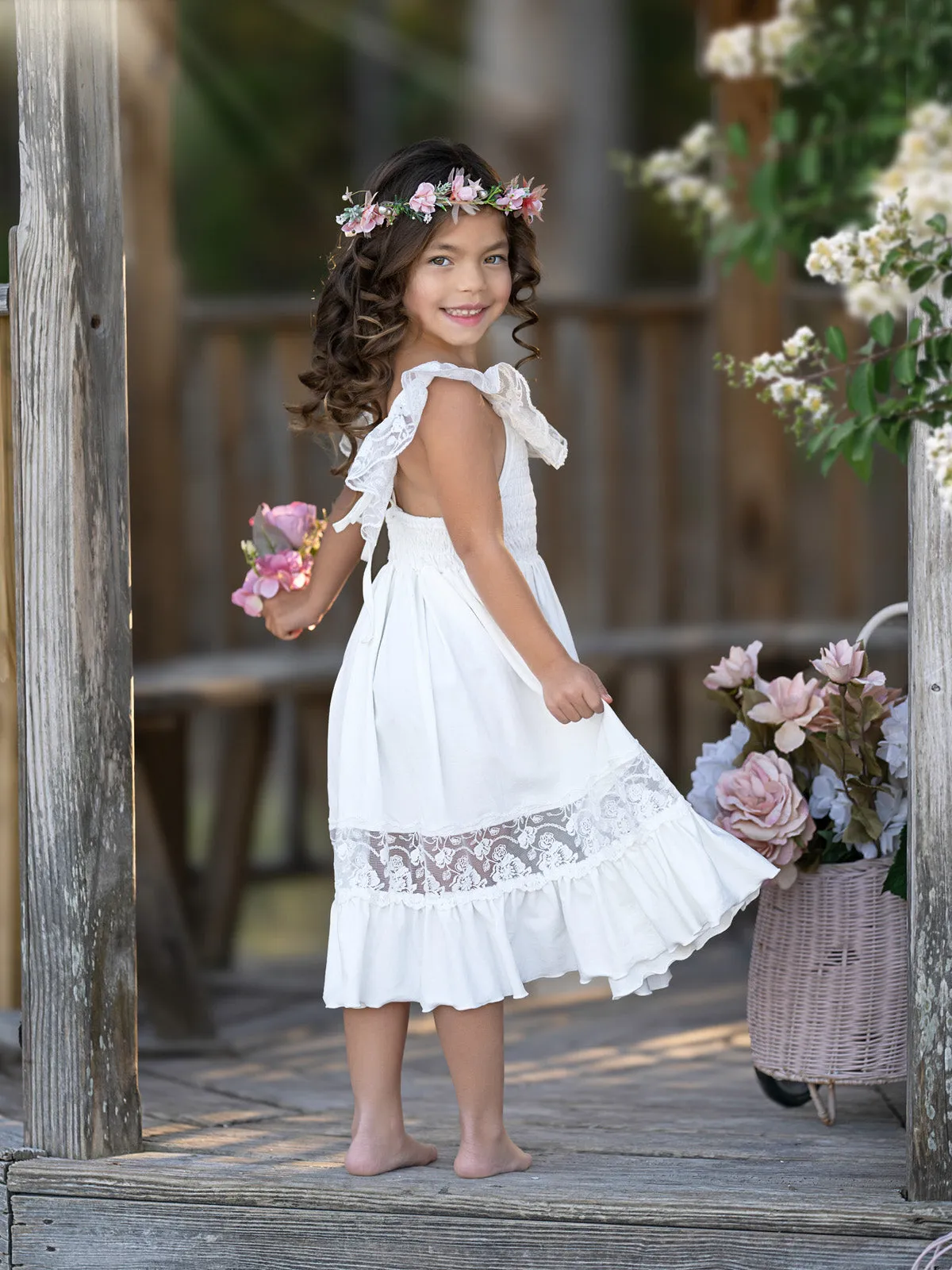 White Spring Chic Lace Maxi Dress
