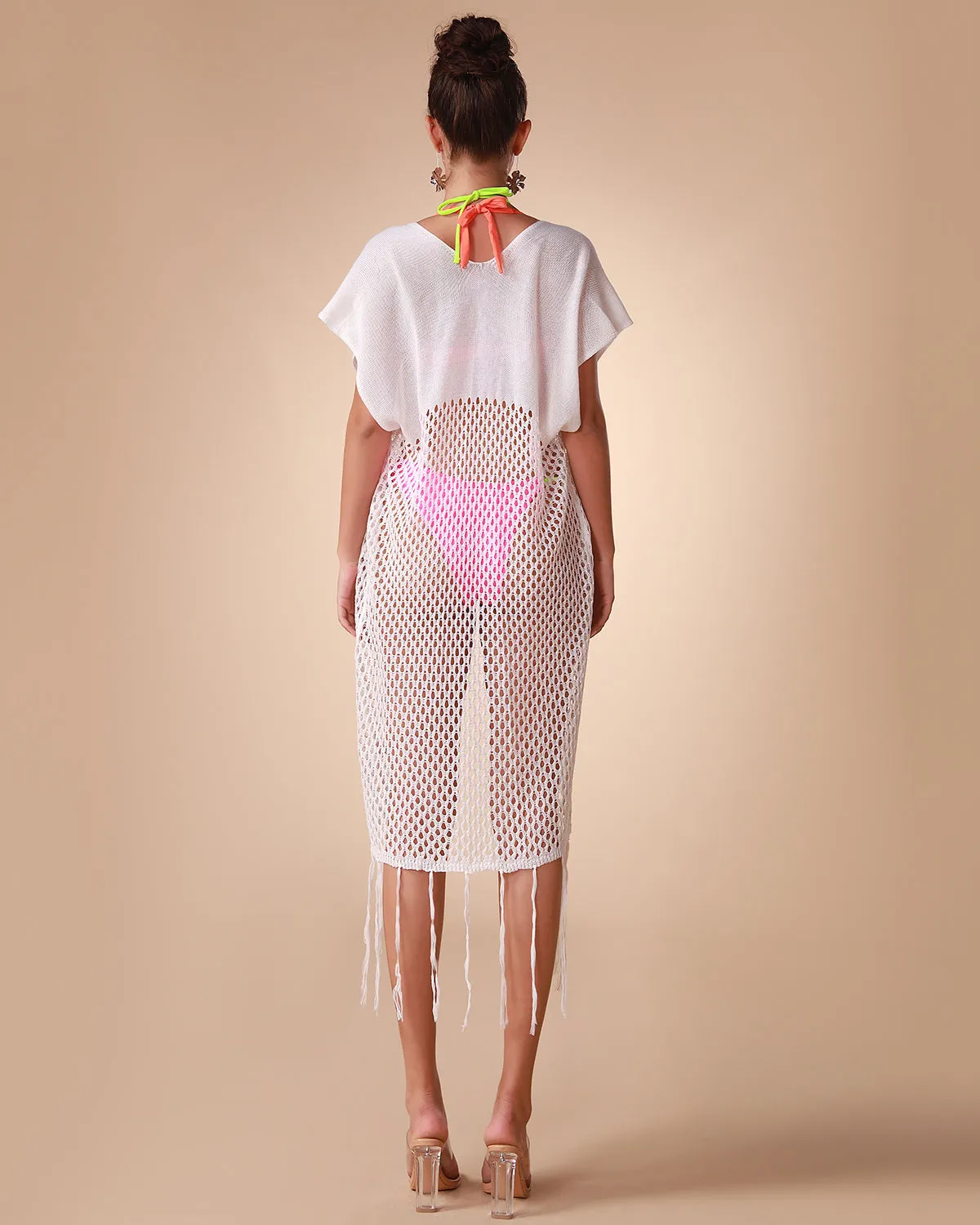White Tassel Cutout Sexy Beach Cover
