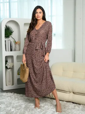 WOMEN'S LONG SLEEVE FLORAL MAXI DRESS