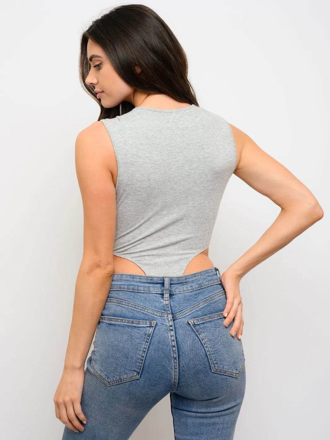 WOMEN'S SLEEVELESS BINDING DETAIL BODYSUIT