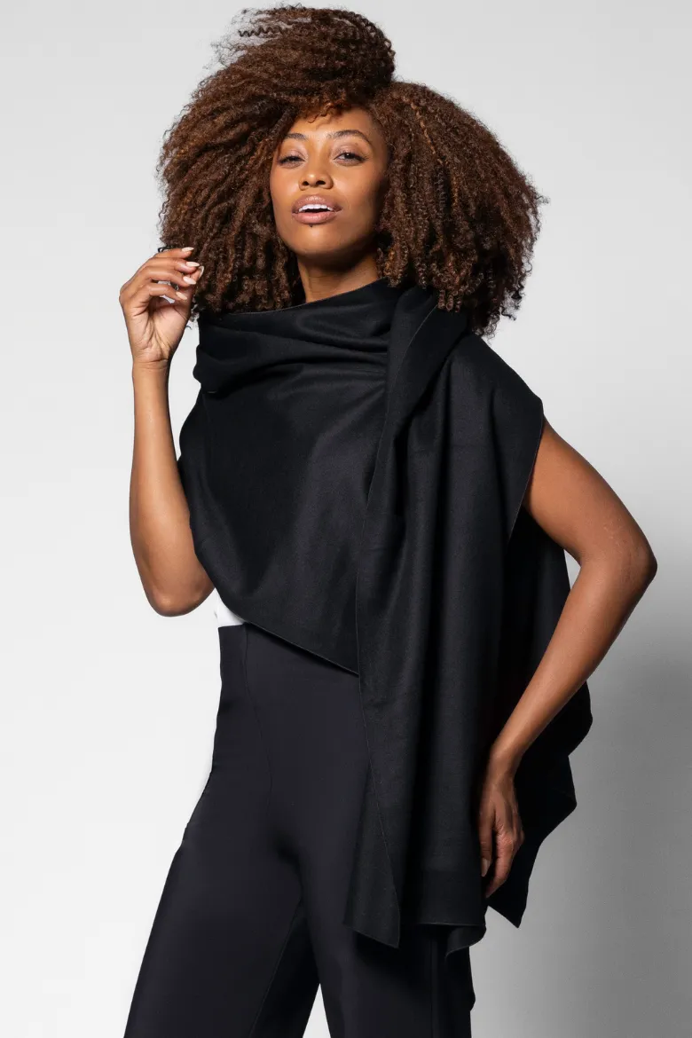 Wool/Cashmere Caress Wrap - Black