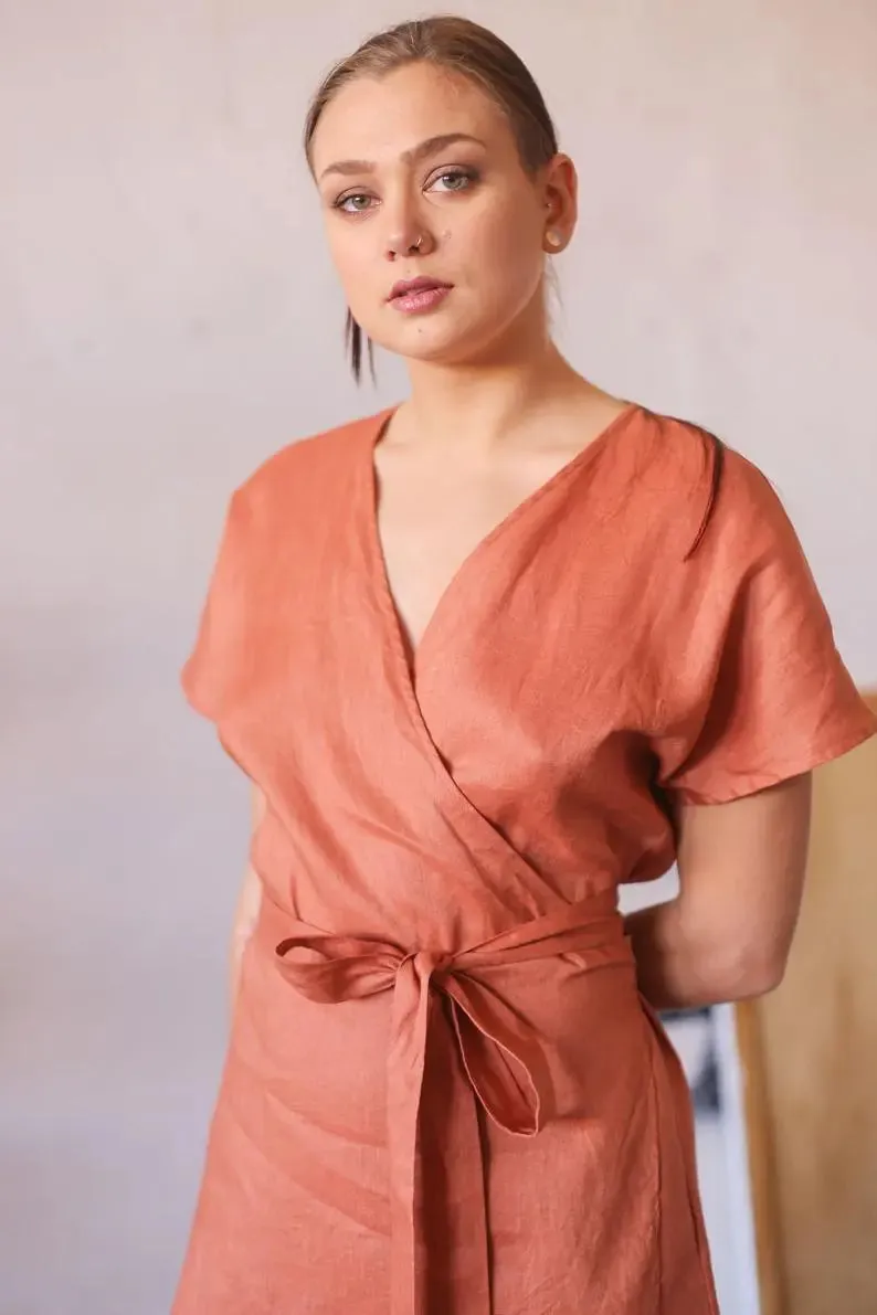 Wrap Linen Dress by Soelis