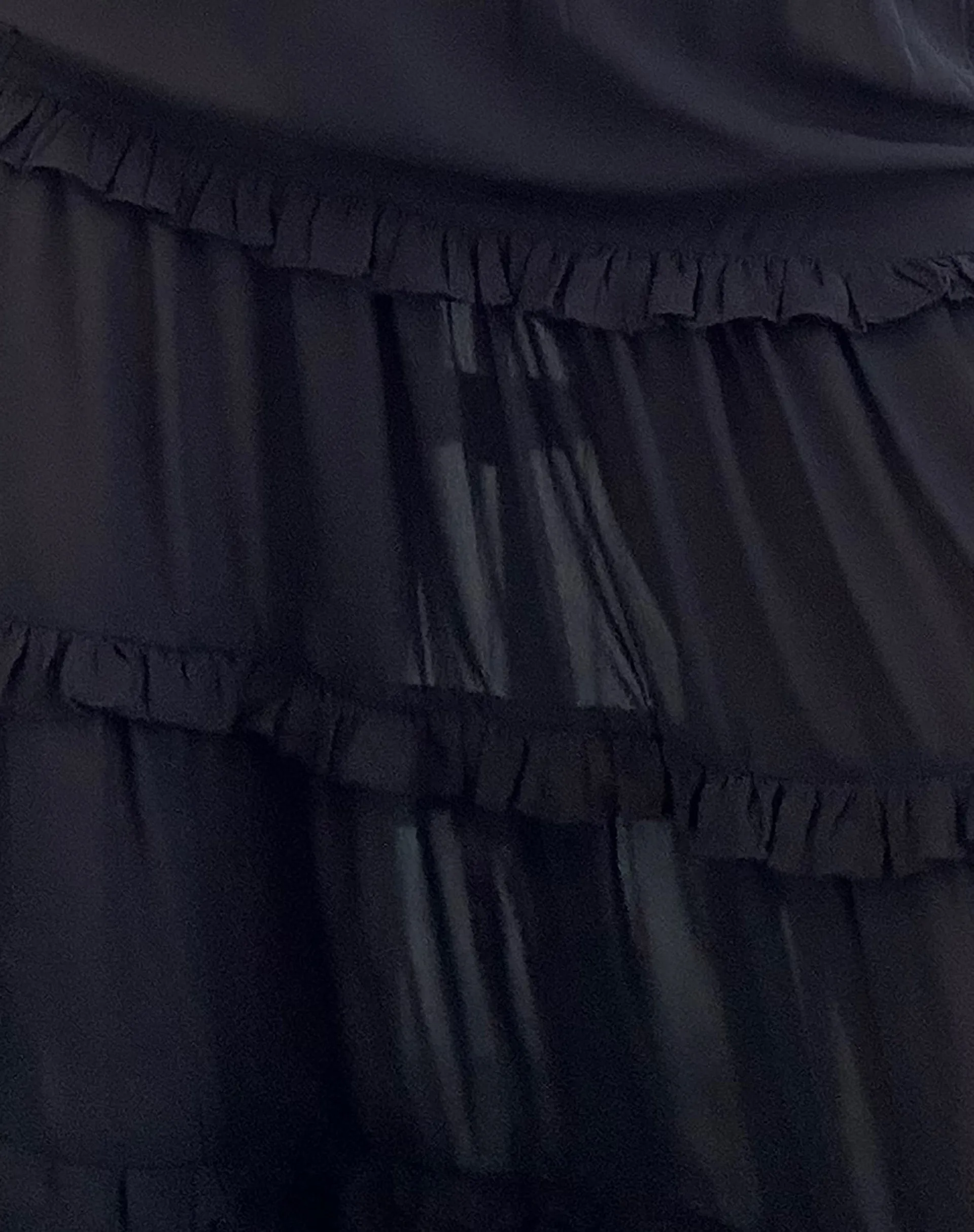 Xavi Shirred Bardot Top in Chiffon Black