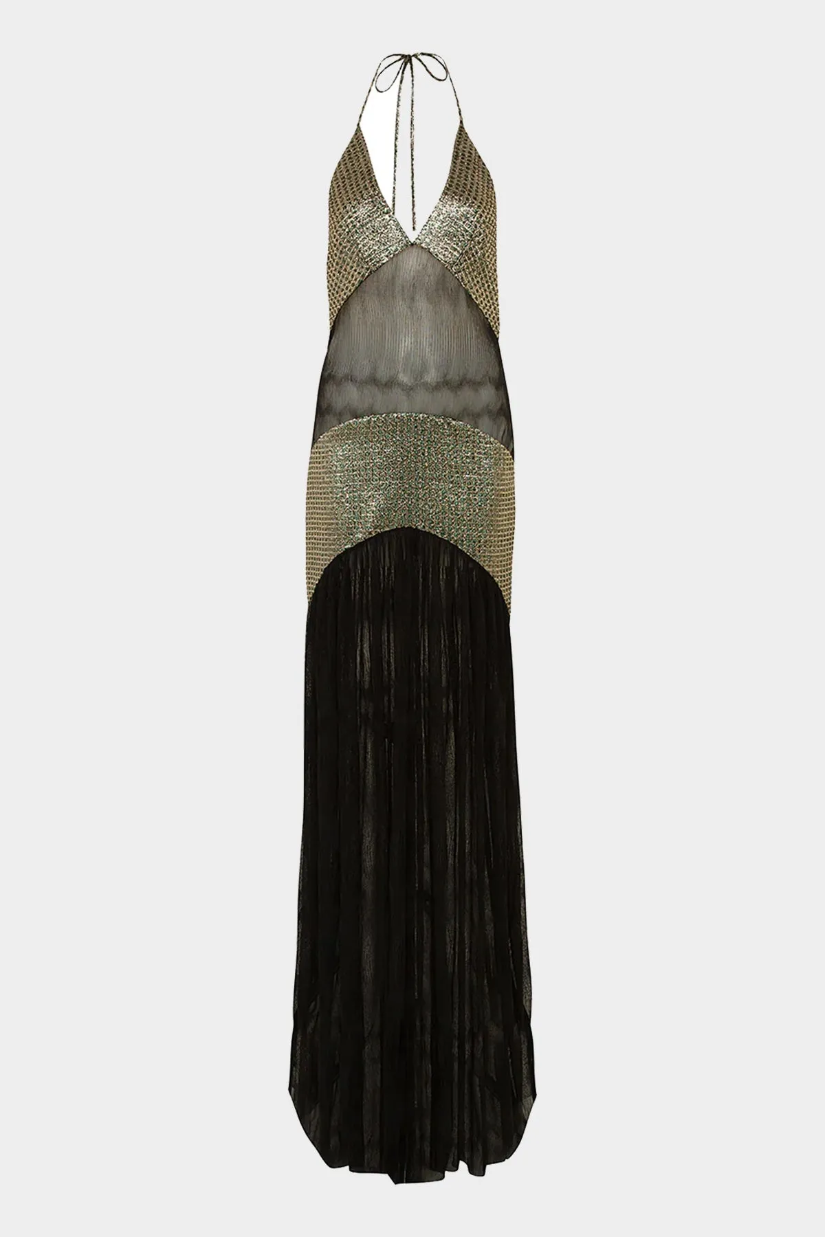 Yuni Embellished Chiffon Maxi Dress in Black