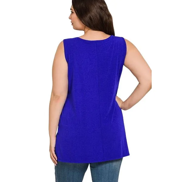 Zenana Magenta Sleeveless Side Split Tank Top RT8187