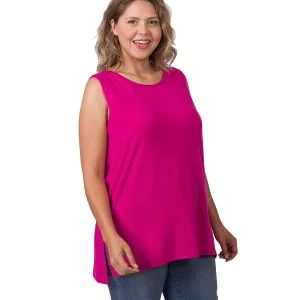 Zenana Magenta Sleeveless Side Split Tank Top RT8187