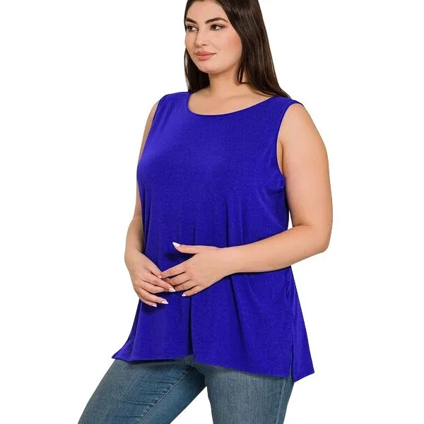 Zenana Magenta Sleeveless Side Split Tank Top RT8187
