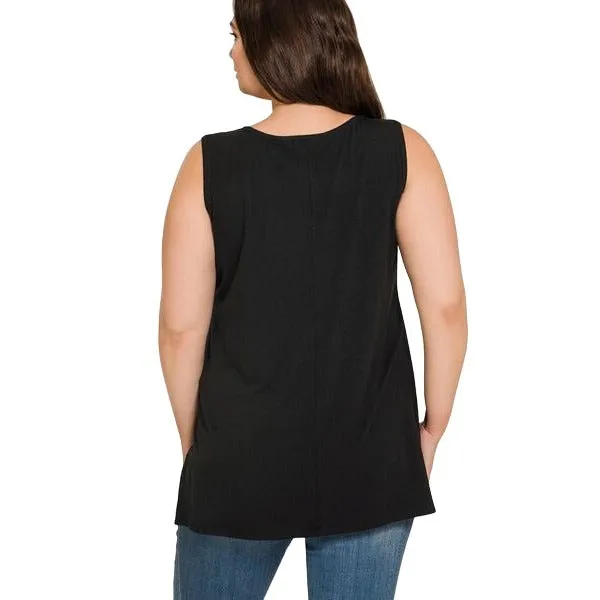Zenana Magenta Sleeveless Side Split Tank Top RT8187
