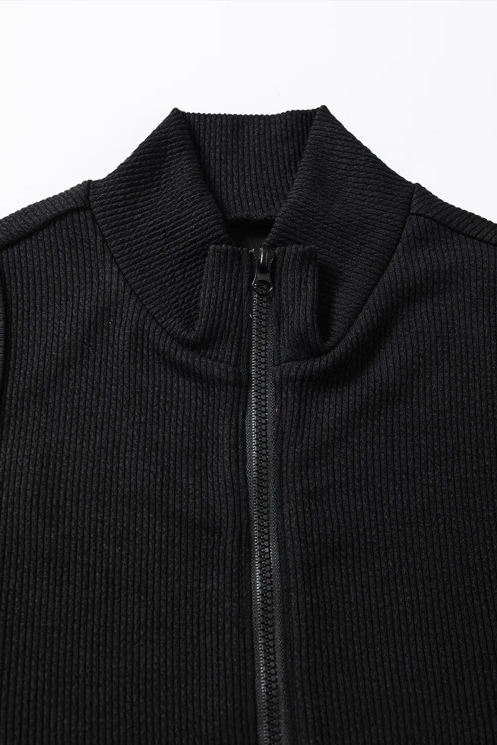 Zip up Mock Neck Ribbed Bodysuit