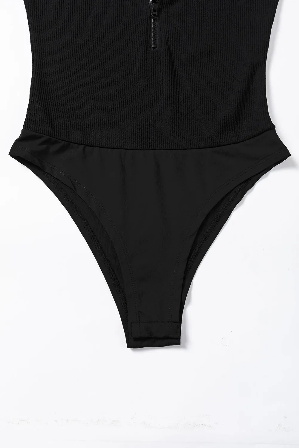 Zip up Mock Neck Ribbed Bodysuit