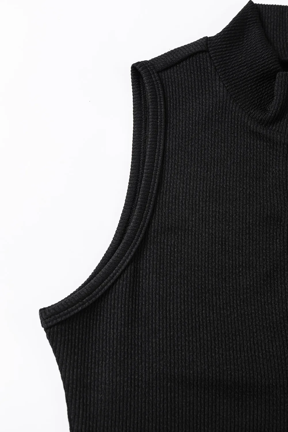Zip up Mock Neck Ribbed Bodysuit
