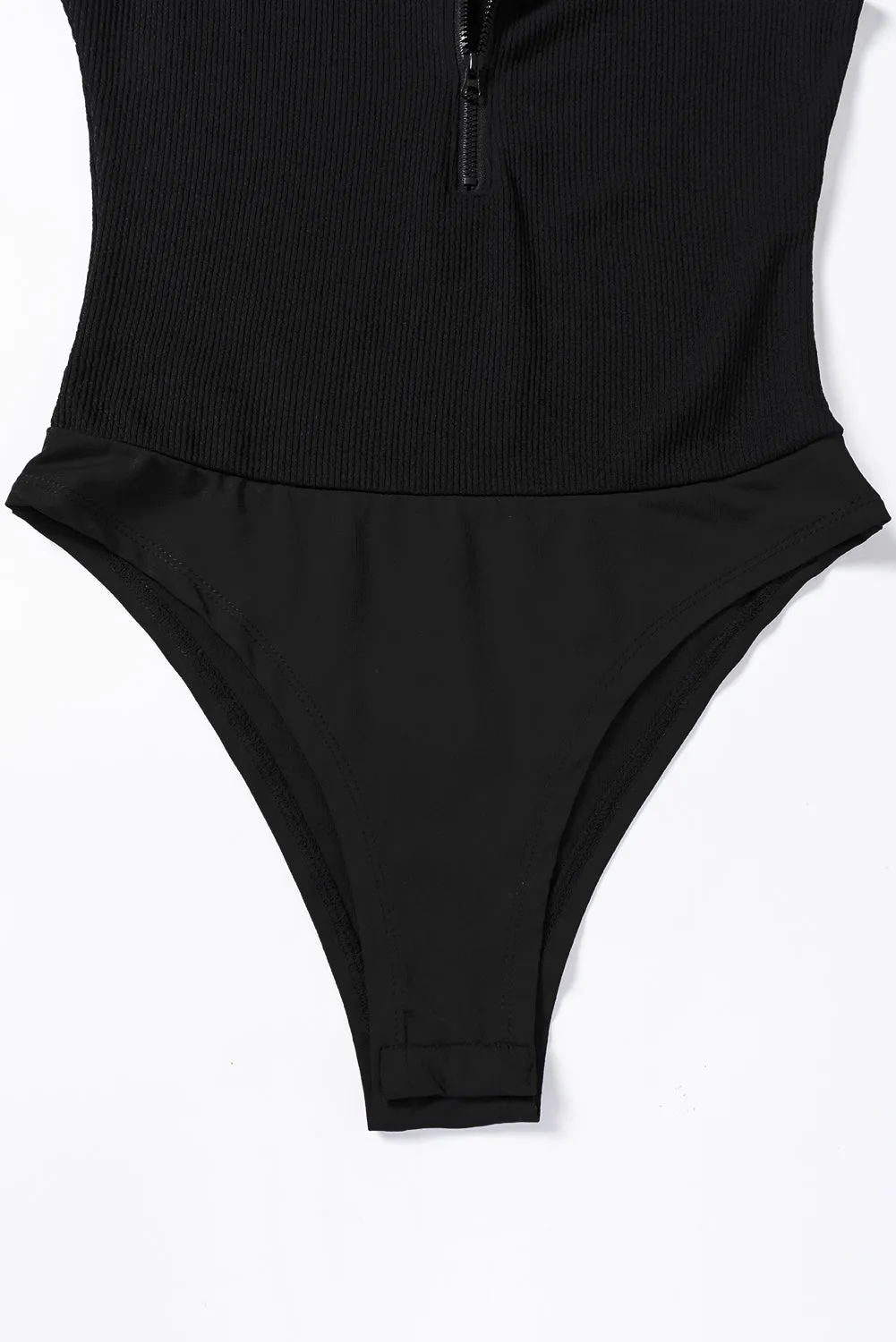 Zip up Mock Neck Ribbed Bodysuit