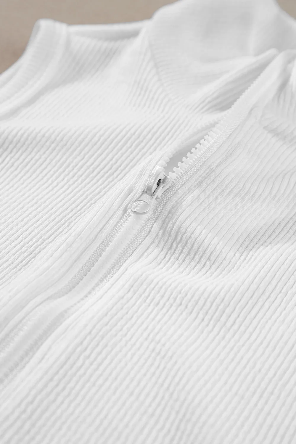 Zip up Ribbed Sleeveless Bodysuit