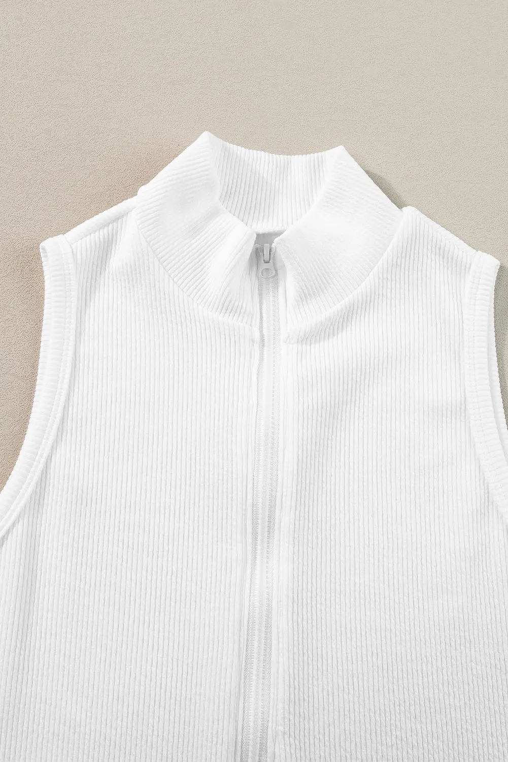 Zip up Ribbed Sleeveless Bodysuit