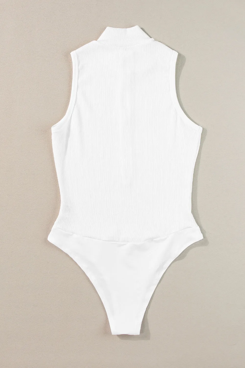 Zip up Ribbed Sleeveless Bodysuit